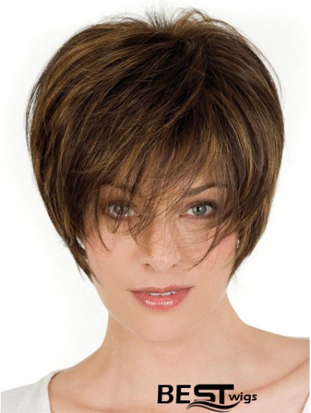 Human Hair Brown Wigs With Lace Front Wavy Style