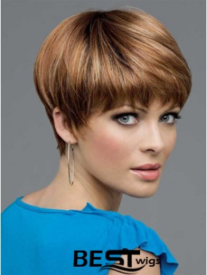 Brown Cropped Straight Boycuts Lace Front Wigs Cheap
