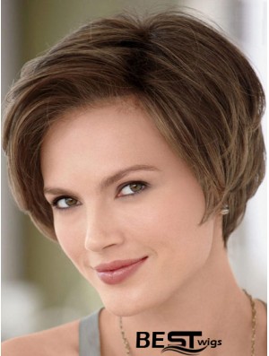 8 inch Ideal Brown Without Bangs Monofilament Wigs