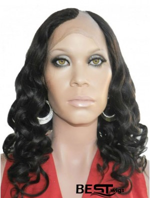 18 inch Lace Front Curly Black Perfect U Part Wigs