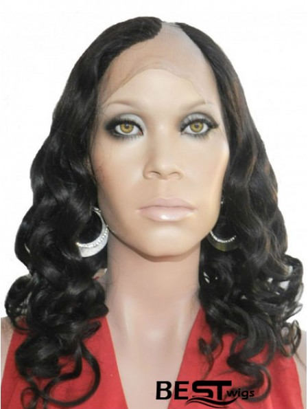 18 inch Lace Front Curly Black Perfect U Part Wigs