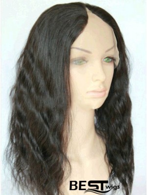 16 inch Lace Front Wavy Black Suitable U Part Wigs