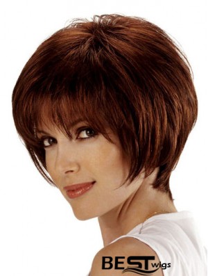 Bob Style Wig Remy Human Lace Front Auburn Color Bobs Cut