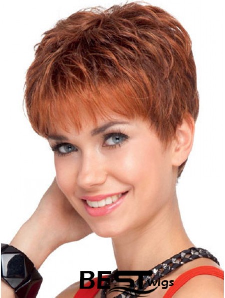 Red Wavy Cropped Boycuts Lace Front Cheap Wig
