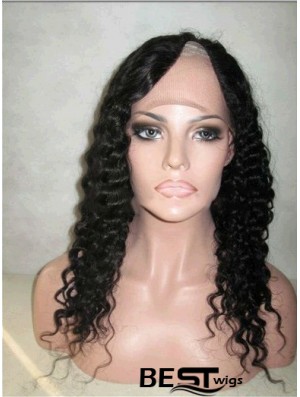 16 inch Lace Front Curly Black Discount U Part Wigs