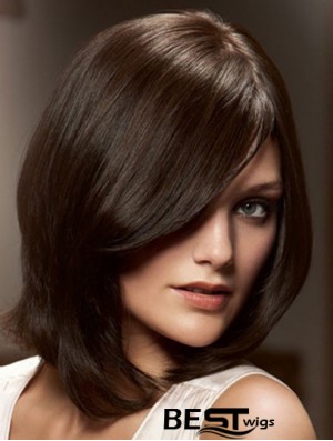 12 inch Brown Chin Length Layered Straight Flexibility Lace Wigs