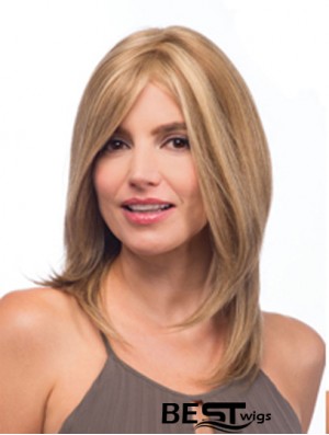 Layered Shoulder Straight Monofilament Long Ash Blonde Wig