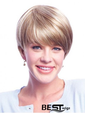 Wigs Human Hair Blondes With Monofilament Layered Cut Short Length