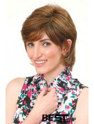 Classic Fabulous Straight Brown Chin Length Human Hair Wigs