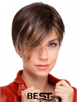 Auburn Cropped Designed Straight Boycuts Lace Wigs