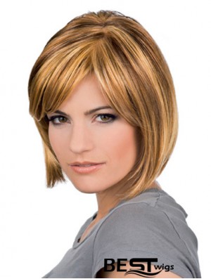 Chin Length Blonde Sleek 10 inch Wavy Bob Wigs