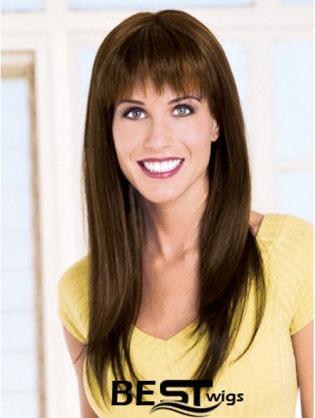 Straight With Bangs Capless Brown Modern Long Wigs