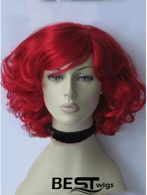 Curly With Bangs Chin Length Red Gorgeous Lace Front Wigs