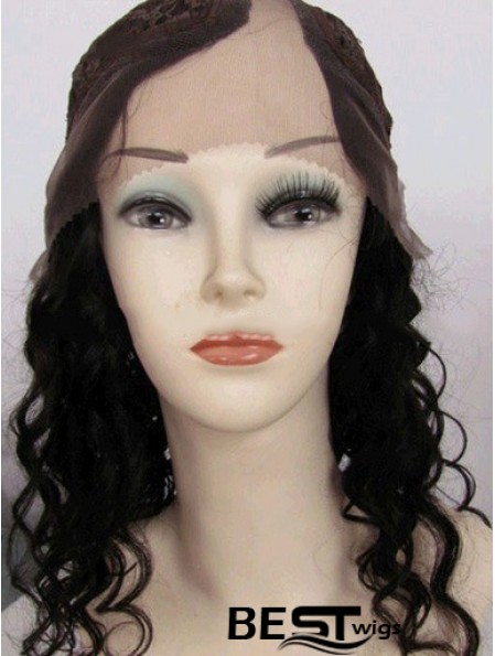 14 inch Lace Front Curly Black Good U Part Wigs