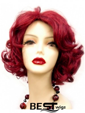Wavy Without Bangs Chin Length Red Online Lace Front Wigs