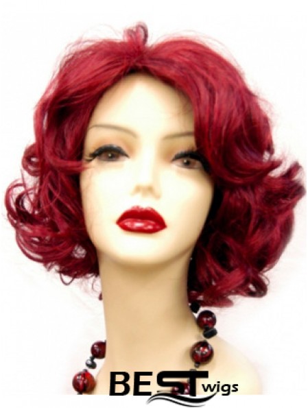 Wavy Without Bangs Chin Length Red Online Lace Front Wigs