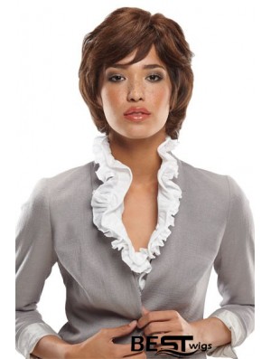 Bobs Chin Length Auburn Wavy Durable Petite Wigs