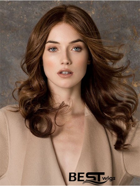 Wavy Without Bangs Monofilament Brown Fashionable Long Wigs