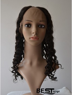 18 inch Lace Front Curly Black Fashionable U Part Wigs