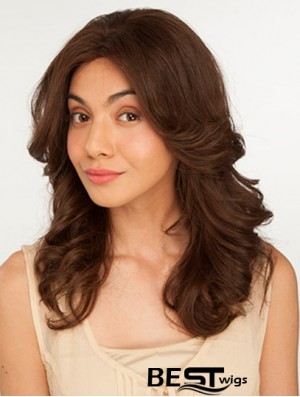 14 inch Brown Long Without Bangs Wavy Perfect Lace Wigs