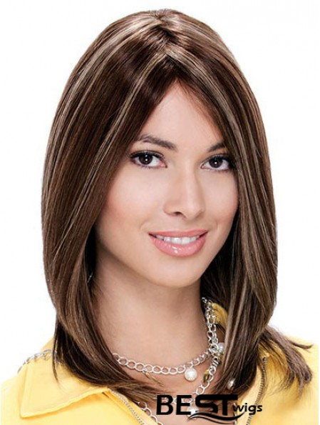 Monofilament Straight Without Bangs Shoulder Length 13 inch Fashionable Human Hair Wigs