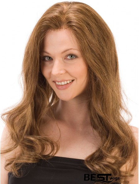 Without Bangs Affordable Wavy Auburn Long Human Hair Lace Front Wigs