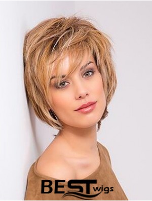 Blonde Monofilament Straight Bobs 10 inch Copper Chin Length Human Hair Lace Front Wigs