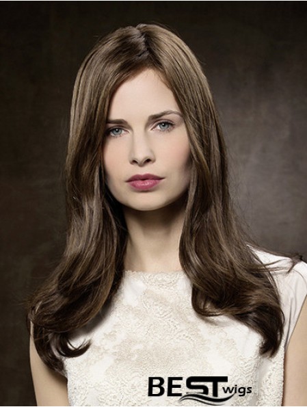 100% Hand-tied Straight Without Bangs 16 inch Brown Long Buy Human Hair Wigs