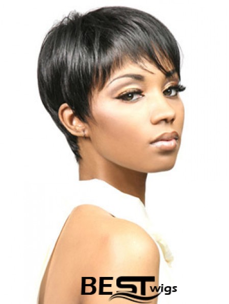 African Wigs With Synthetic Capless Cropped Length Boycuts Straight Style