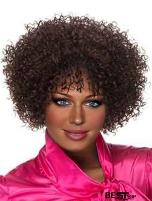 Popular Brown Short Layered Curly Glueless Lace Front Wigs