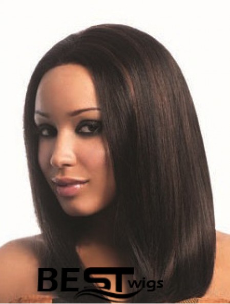 16 inch Capless Yaki Long Brown Real Hair Wigs For Black Woman