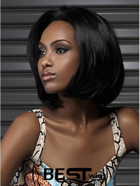 Classic Black Color Bobs Cut Chin Length Wigs For African Americans Women