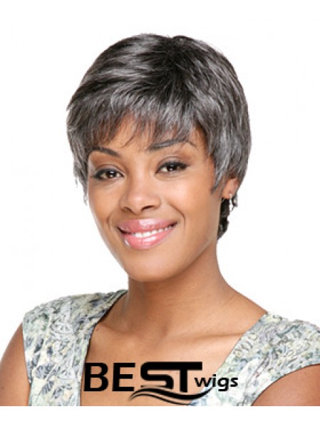 Synthetic Modern Short Wavy Grey Wigs