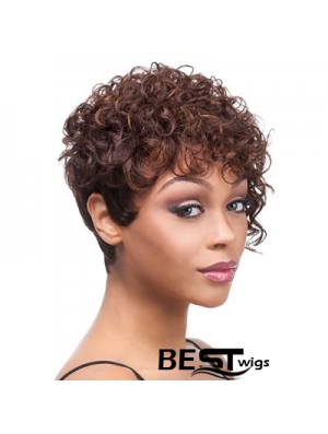 Short Auburn Curly Layered Trendy African American Wigs
