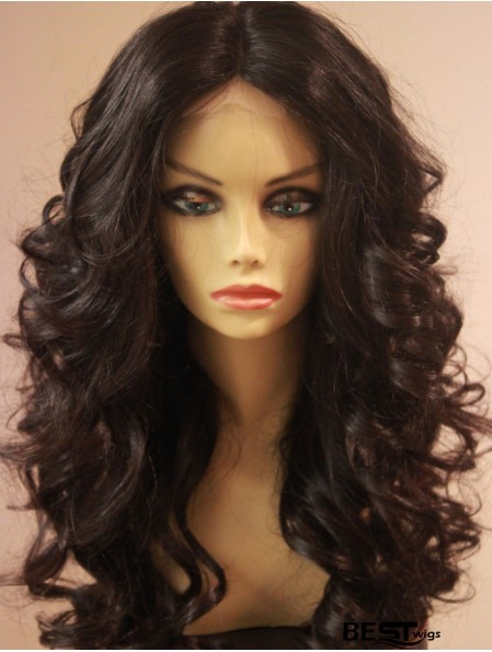 Long Brown Wavy Without Bangs Designed African American Wigs