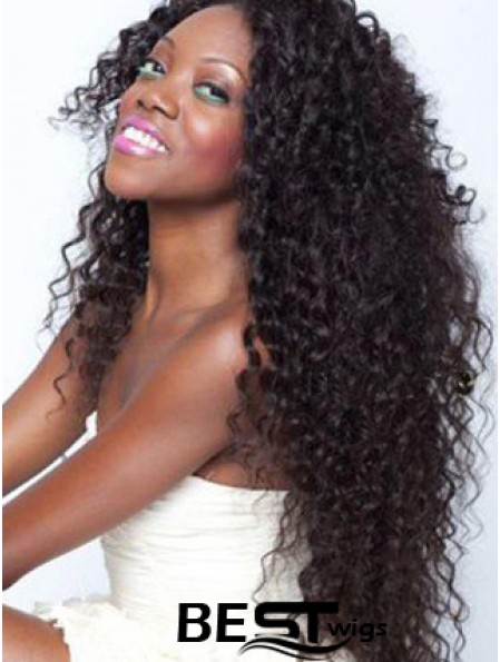 African American Lace Wigs Remy Human Long Length Kinky Style