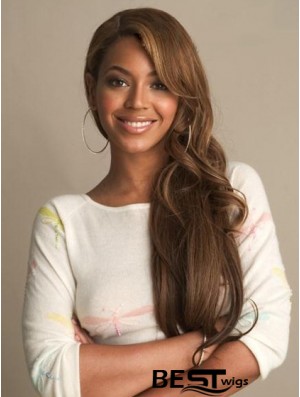 Brazilian 24 inch Brown Lace Front Wavy With Bangs Beyonce Wigs
