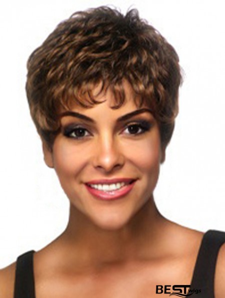 Boycuts Short Brown Wavy Good Petite Wigs