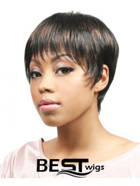 African Hair Wigs Boycuts Cropped Length Straight Style With Capless
