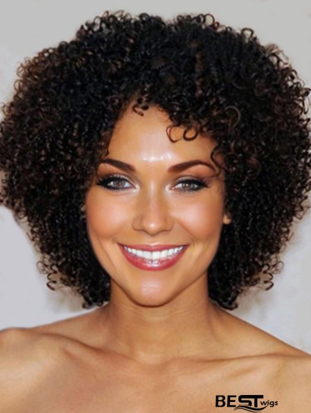 Kinky Short Human Hair Wigs For Black African American Women With Lace Front