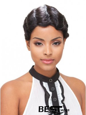 Short Black Boycuts Wavy Modern Full Lace Wigs