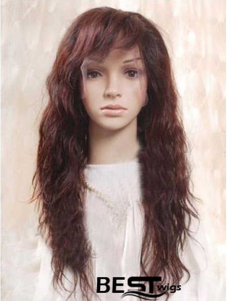 Auburn 100% Hand Tied Layered Wavy Remy Human Long Mono Wigs