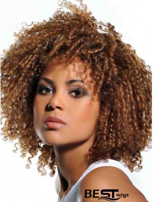 Wigs Human Hair African American Blonde Color With Bangs Kinky Style