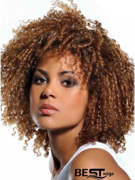 Wigs Human Hair African American Blonde Color With Bangs Kinky Style