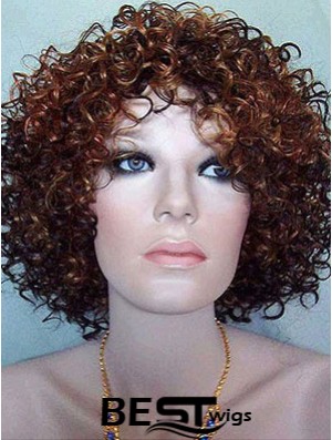 Kinky Layered Chin Length High Quality Auburn Synthetic Wigs