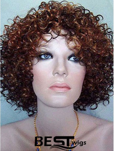 Kinky Layered Chin Length High Quality Auburn Synthetic Wigs