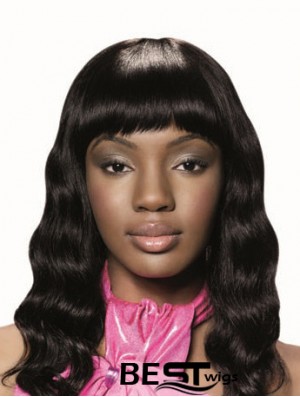 Long Black Wavy With Bangs New African American Wigs