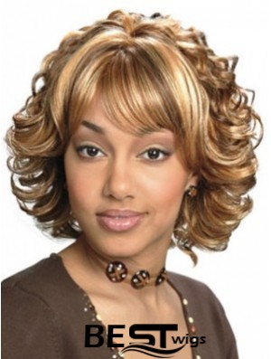 Blonde Capless Chin Length Synthetic African American Wavy Hair