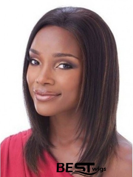 Without Bangs Best Straight Auburn Shoulder Length Human Hair Lace Front Wigs