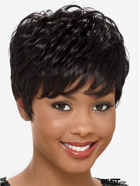 Short Black Straight Layered Popular African American Wigs